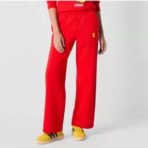 Haribo x JCPenney Red High Rise Wide Leg Sweatpants Fleece Lined Gummy Bear. NWT